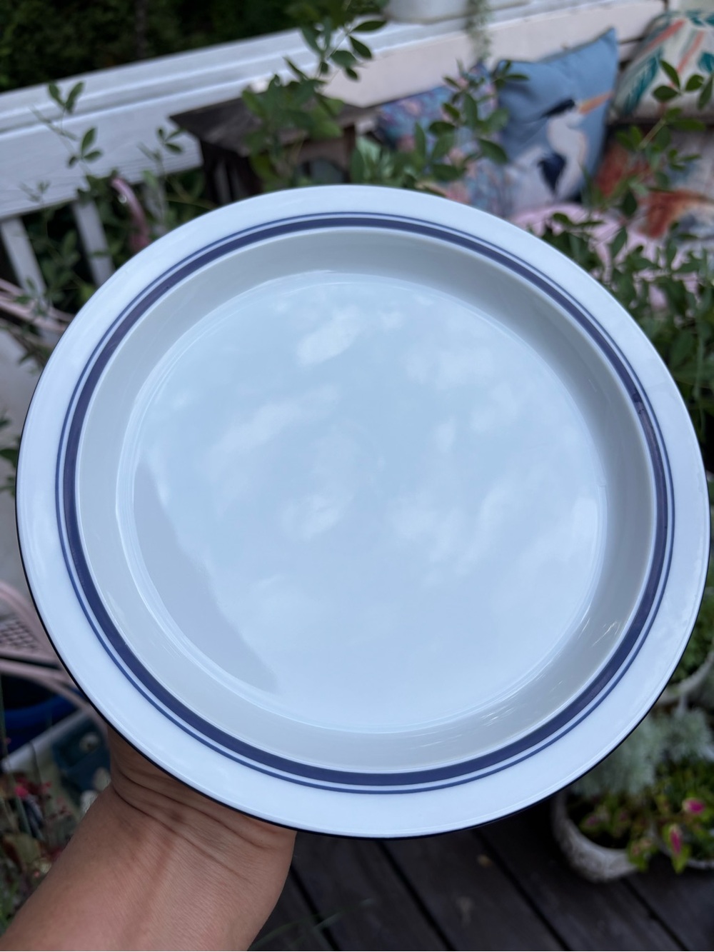 Dansk Christianshavn Blue Ceramic Salad Plate with Blue Band Set of 4